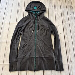 Lululemon‎ Athletica Jacket Live Simply Hoodie Grey Turquoise Zipper Size 8